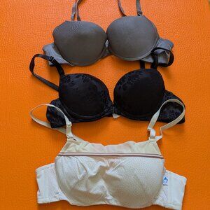 3-Pack Women's Bras - Size 36A & 36B - Lightly Used, Good Condition